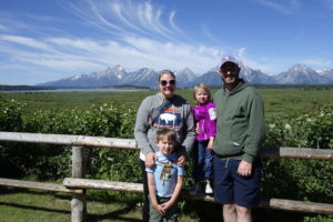 The family at Jackson Lake Lodge overlooking the Grand Tetons!